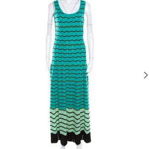M Missoni Green Chevron Knit Sleeveless Maxi Dress Size 44IT/US 8